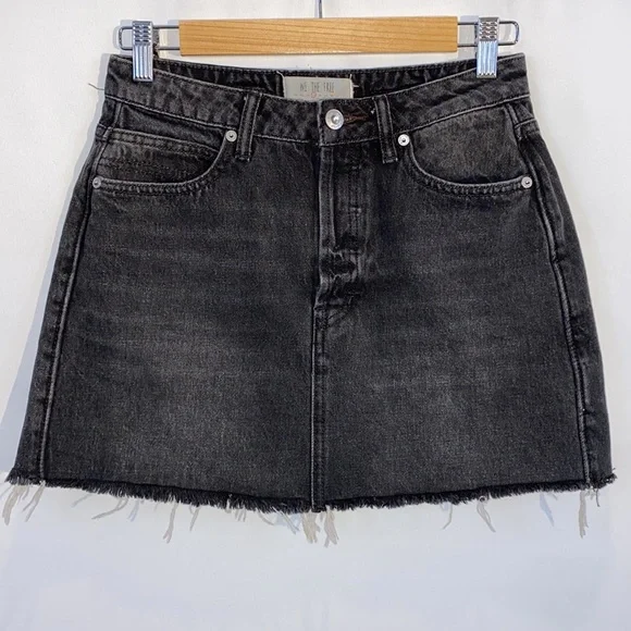 Free People Rugged ALine Denim Skirt in black size 27 OB823235 - Picture 5 of 15
